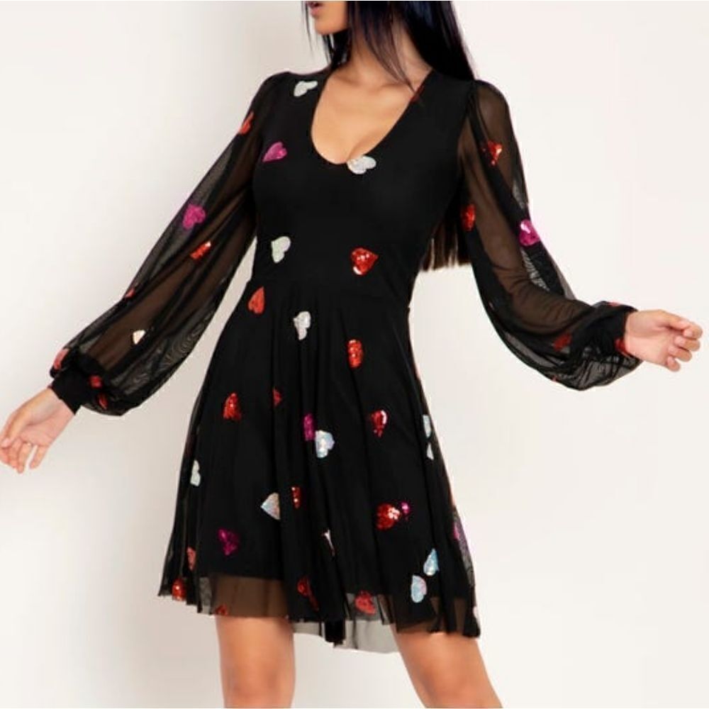 Blackmilk - XXL I Heart Sequins Black Sheer Romance Dress - Picture 9 of 9